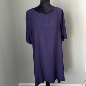 EILEEN FISHER Tunic Bateau neck purple Large with side and sleeve slits NWT